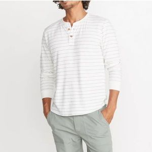 Marine Layer Double Knit Henley - Natural Stripe